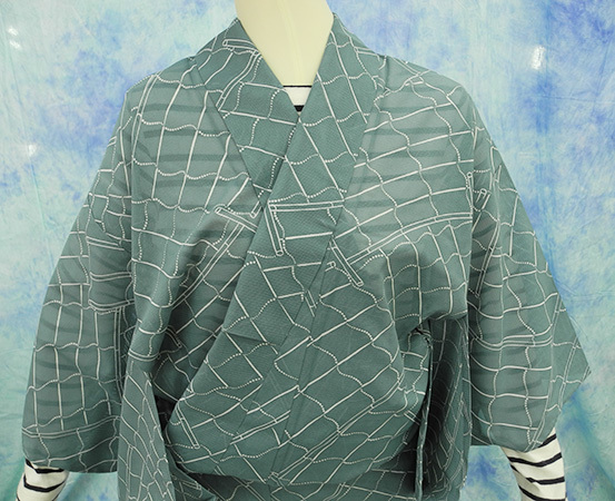 （147）洗える着物 washable 絽　小紋　合成繊維　中古　pre-owned　Japanese Kimonon for Summer　158cm 62inch synthetic fiber_画像2