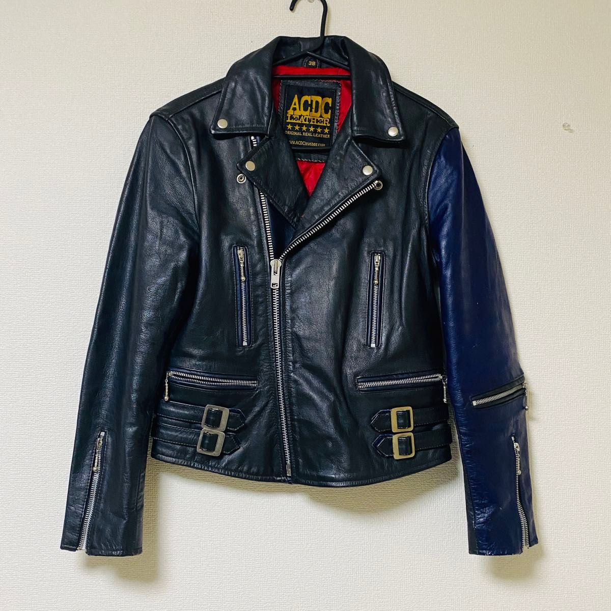 ACDC RAG STORE 本革 ライダースジャケット バイカラー M ダブル ACDC RAG STORE 本革 ライダースジャケット バイカラー M ダブル
