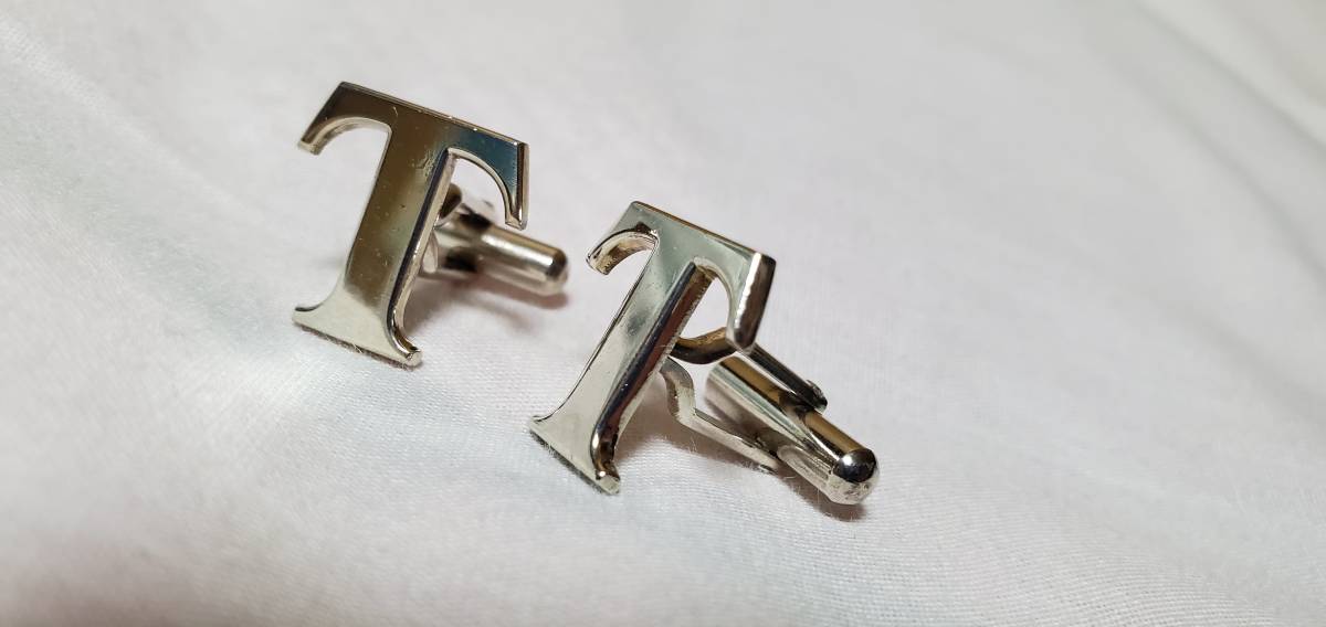  regular rare limitation! TIFFANY&CO Tiffany ×TOYOTA T Logo cuffs initial emblem specular silver gothic name cuff links SV button 