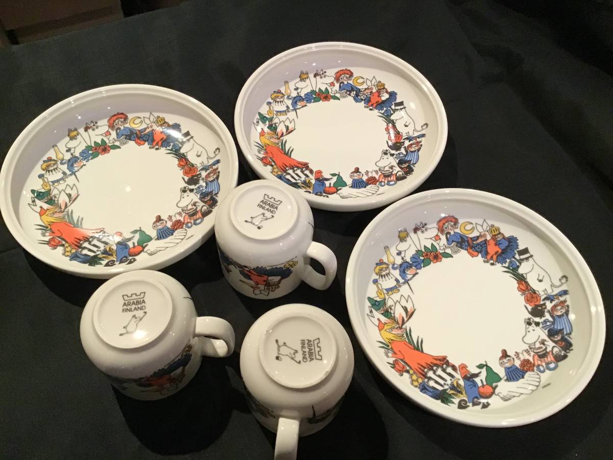 ビンテージ アラビア ムーミン プレート マグカップ 3セット ビンテージ アラビア ムーミン プレート マグカップ 3セット