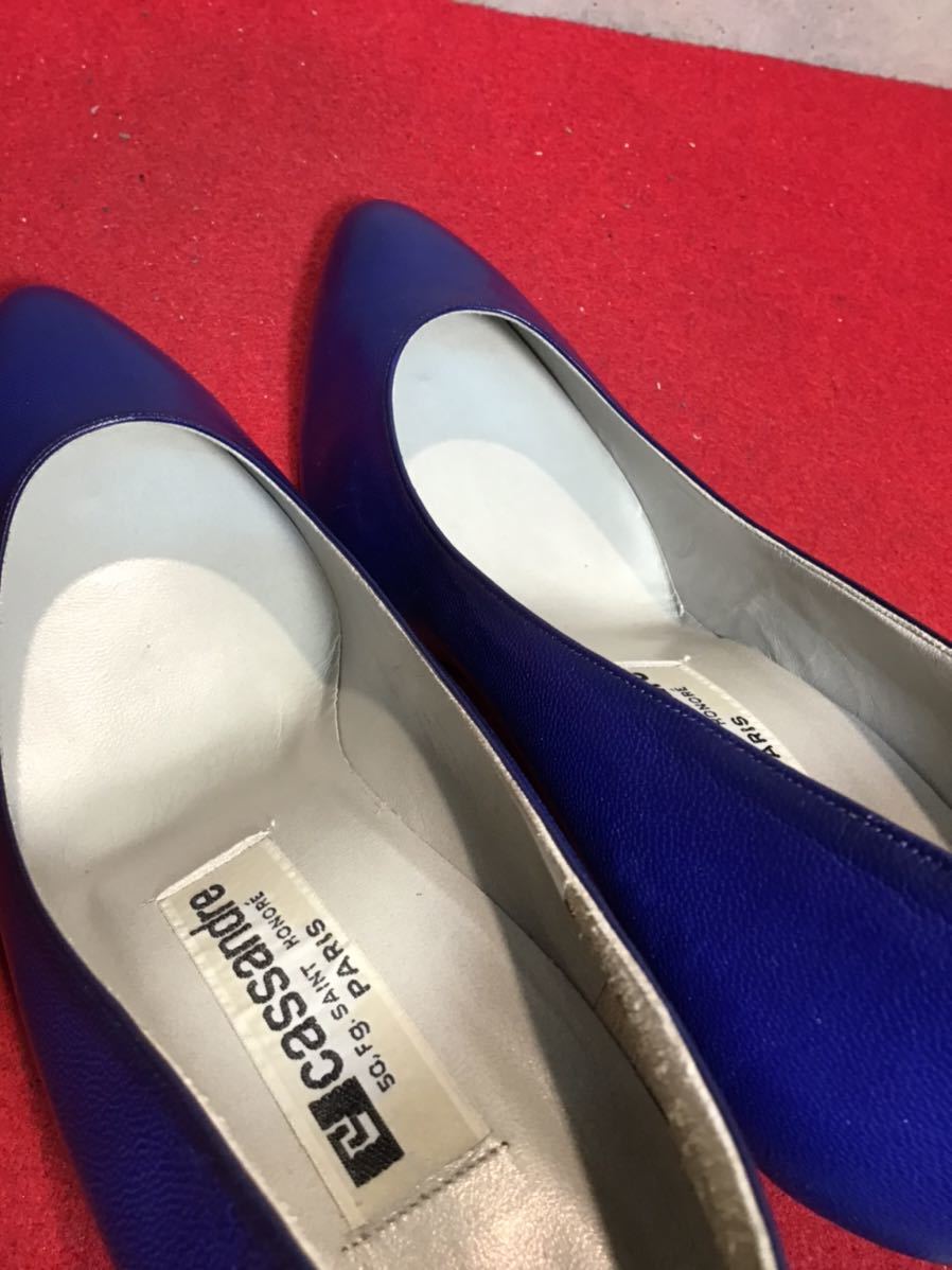 [ selling out! free shipping!]A-25 beautiful goods!cassandre PARIS pumps blue 23.5cm box less .! super-discount!