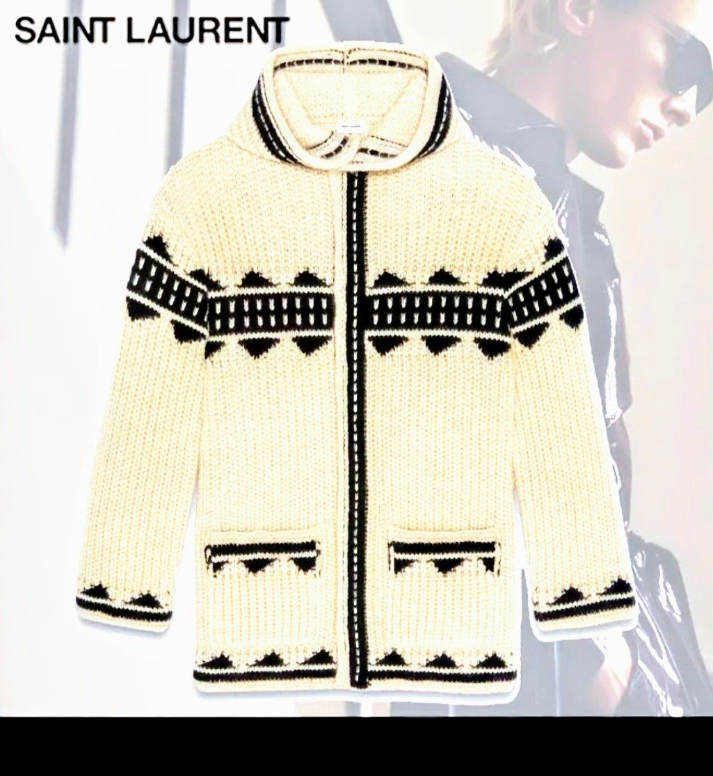 SAINT LAURENT PARIS baja cardigan in jacquardバハ SAINT LAURENT PARIS baja cardigan in jacquardバハ