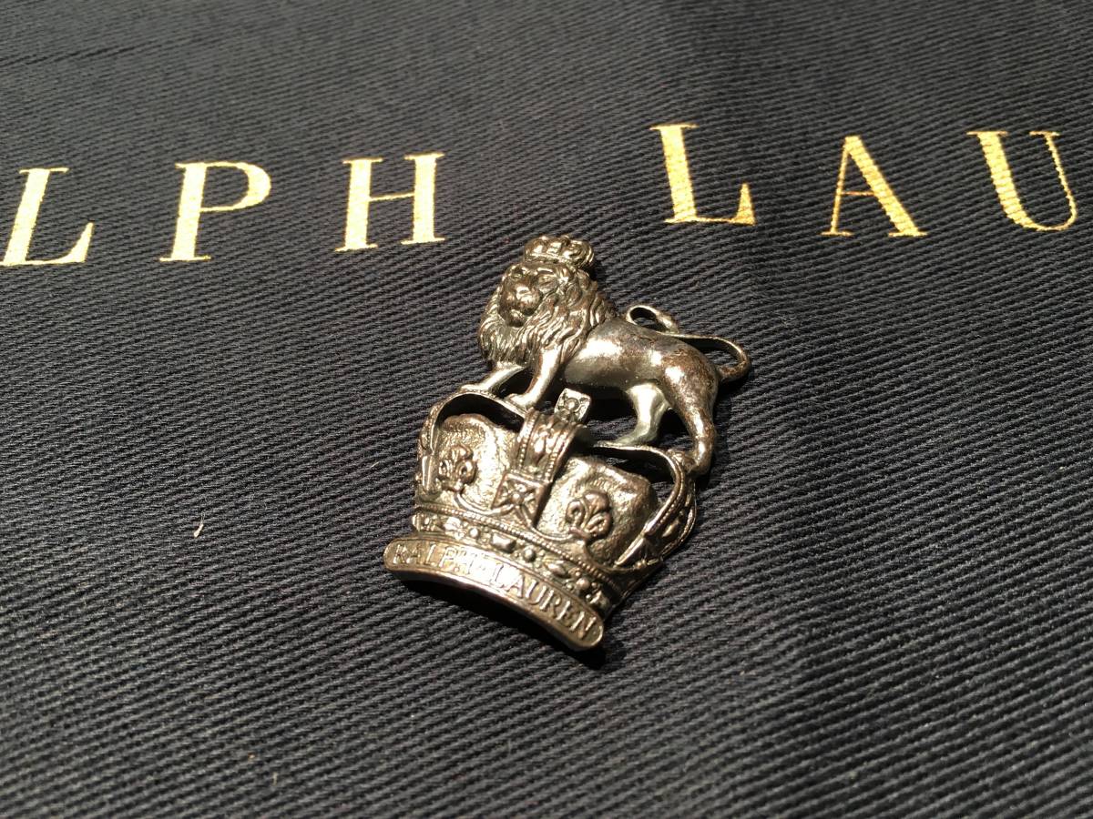 [ waste number / hard-to-find ] sense eminent *RALPH LAUREN brass made Crown (..) & lion top class laperu* pin *RRL Vintage RUGBY PURPLE BLACK