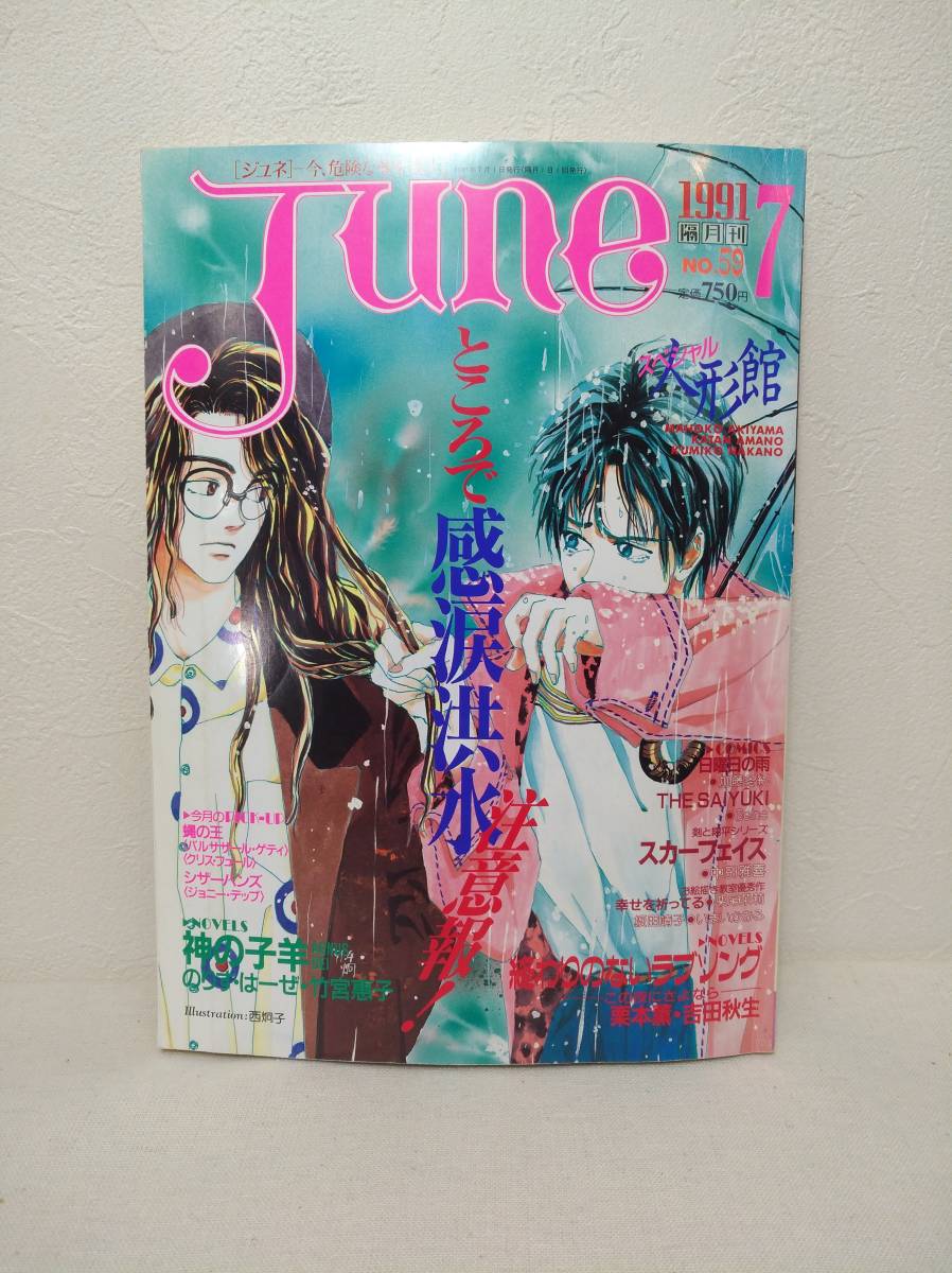 漫■JUNE ジュネ1991年7月号 No.59 BL ボーイズラブ スペシャル人形館 秋山まほこ 栗本薫・吉田秋生 のりすはーぜ・竹宮恵子 BELNE 蝿の王 _画像1