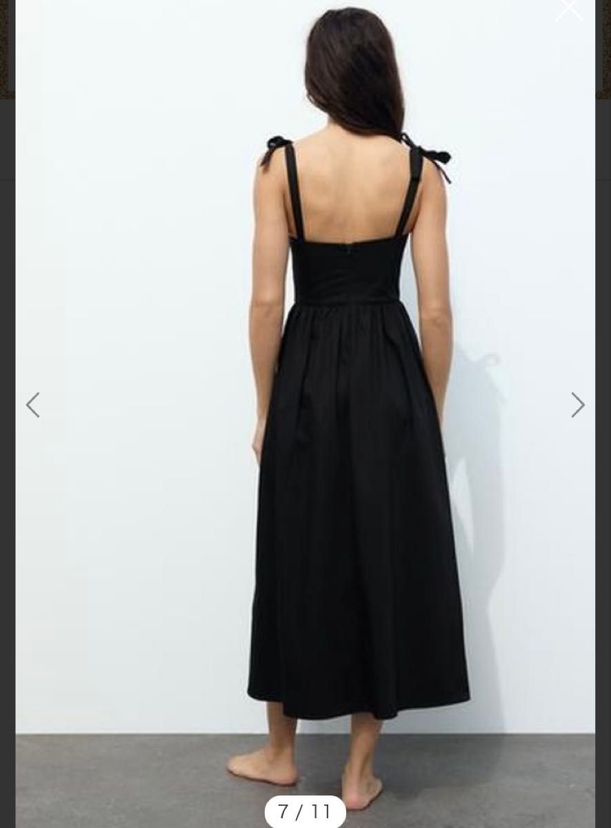 試着のみ ZARA ミディボリュームワンピース ブラック XSサイズ 試着のみ ZARA ミディボリュームワンピース ブラック XSサイズ