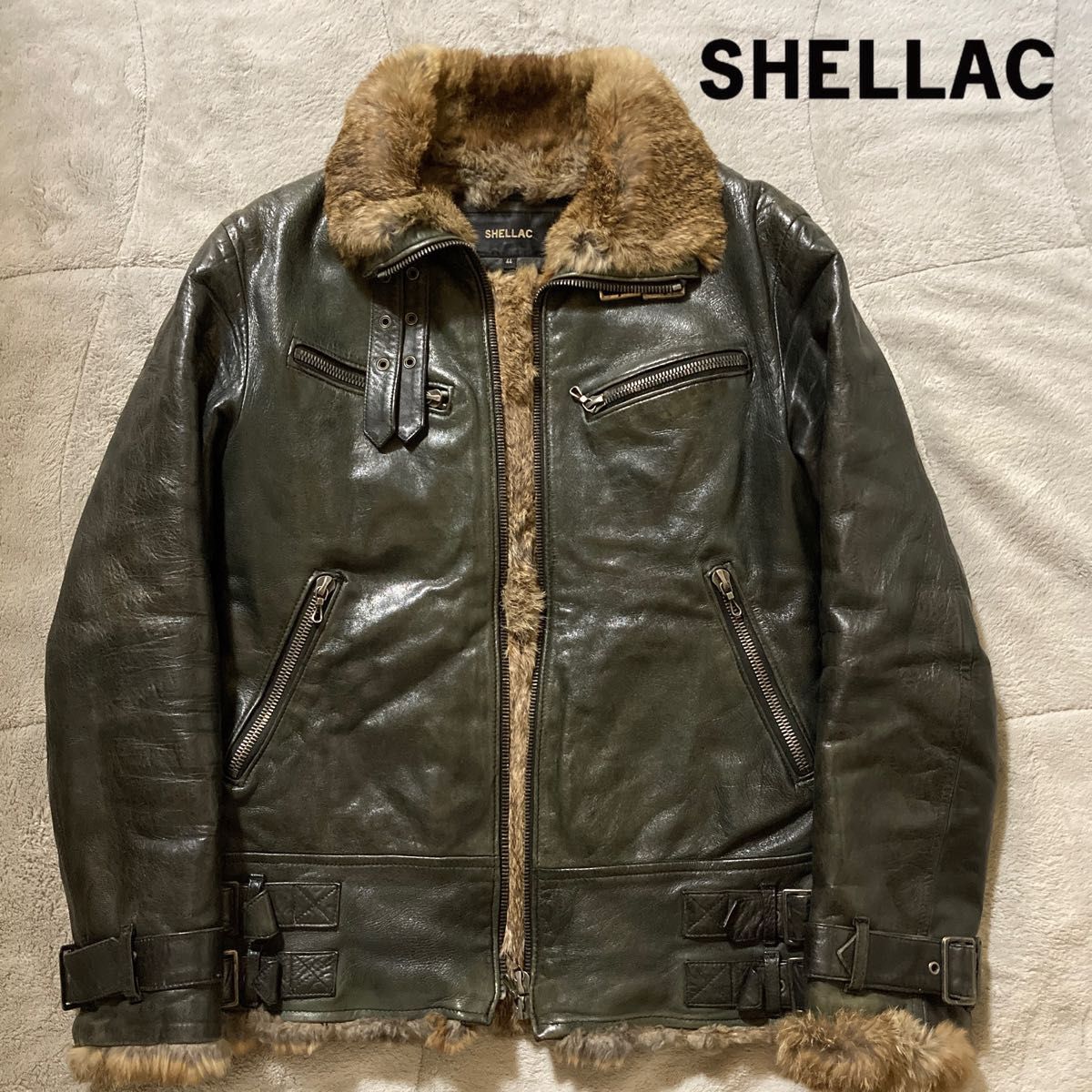 希少 SHELLAC シェラック 総裏ラビットファー ライダース B3 希少 SHELLAC シェラック 総裏ラビットファー ライダース B3