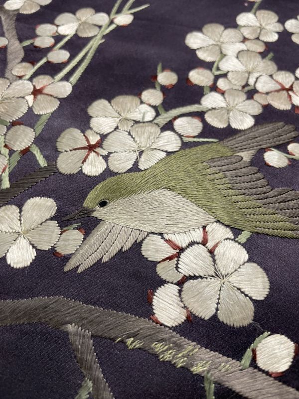 ☆きものさらさ アンティーク着物帯☆逸品! 梅にうぐいす 鶯 鳥 ☆きものさらさ アンティーク着物帯☆逸品! 梅にうぐいす 鶯 鳥