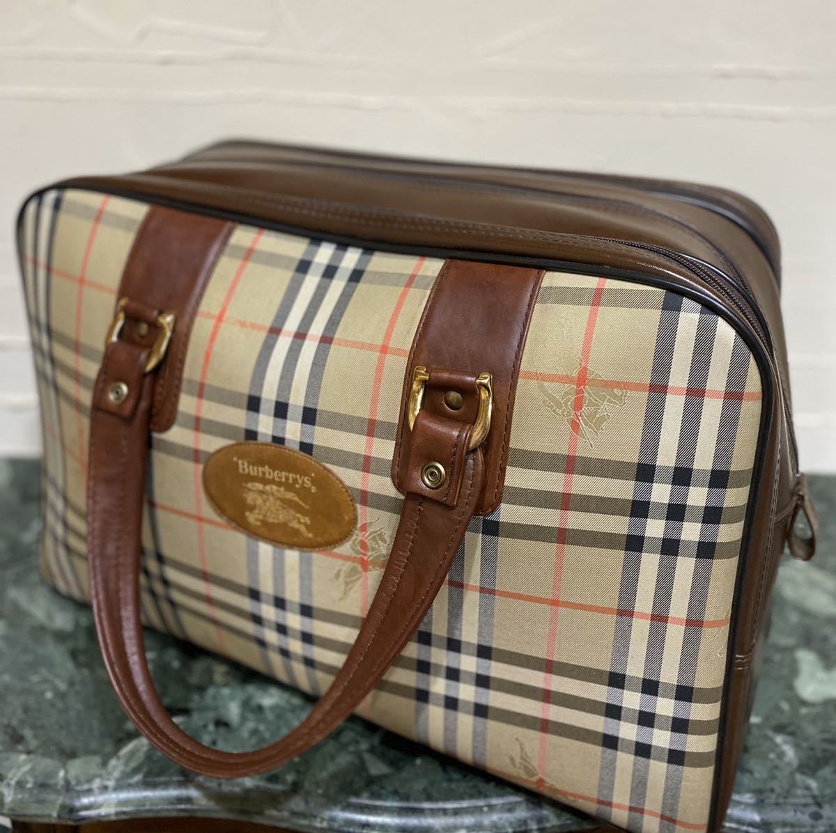  редкий дизайн VINTAGE OLD Burberrys сумка "Boston bag" портфель путешествие сумка Vintage сумка Burberry znoba проверка ручная сумочка 