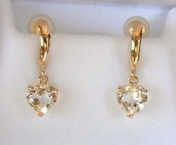 K18 yellow gold * Heart. white topaz earrings *