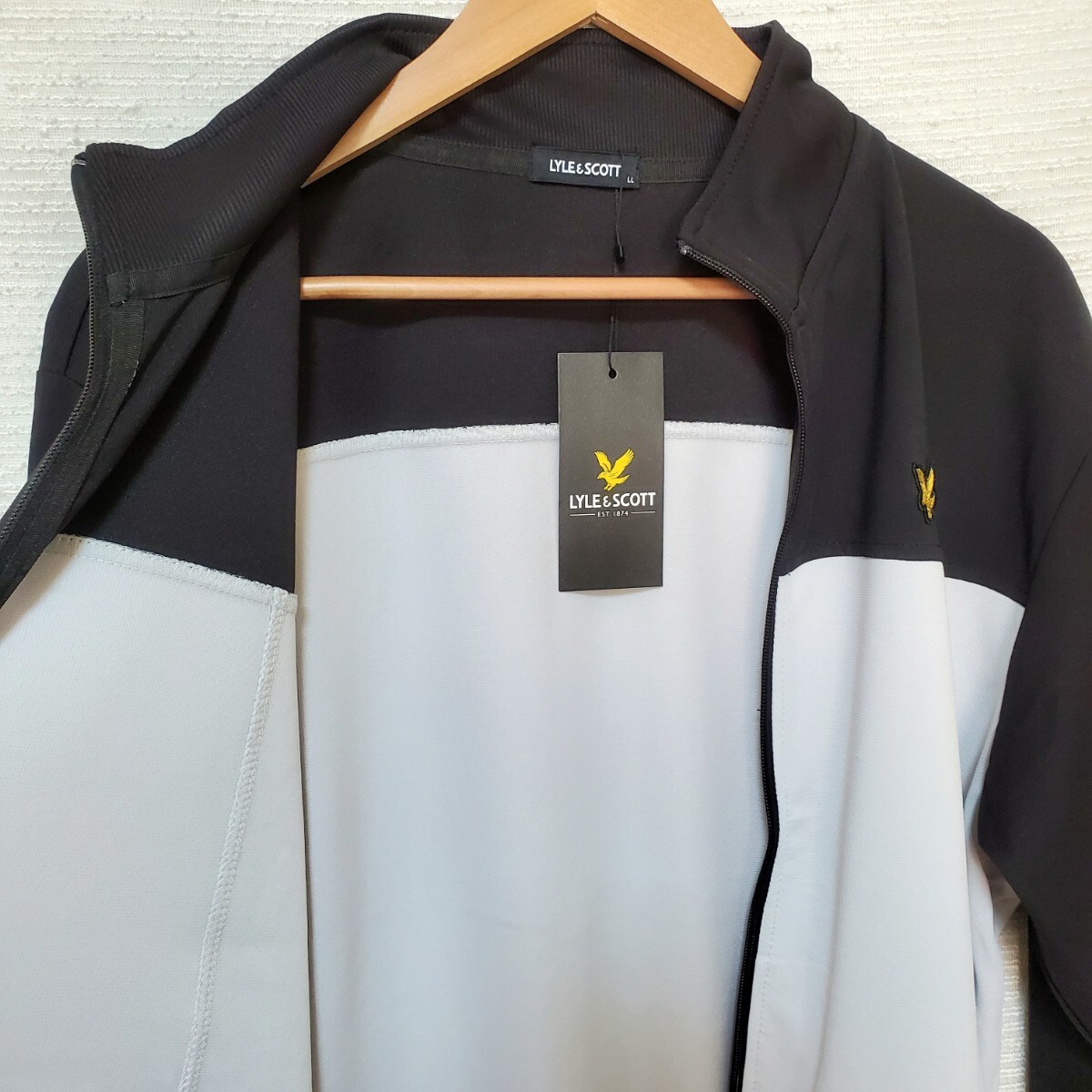 LYLE&SCOTT ライル＆スコット 新品 ジャージ ジャケット 長袖 黒 メンズ 紳士 LL 2L XL ブルゾン ジャンパー ゴルフ ライルアンドスコット