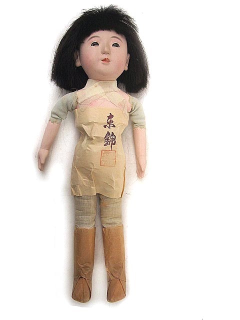 ★古い市松人形 銘「東 錦」女の子　抱き人形　43cm　_画像7