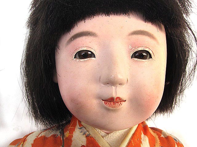 ★古い市松人形 銘「東 錦」女の子　抱き人形　43cm　_画像3