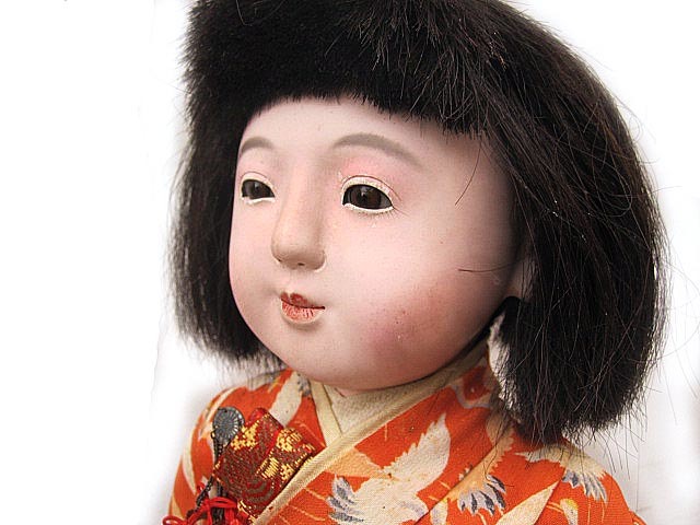 ★古い市松人形 銘「東 錦」女の子　抱き人形　43cm　_画像4