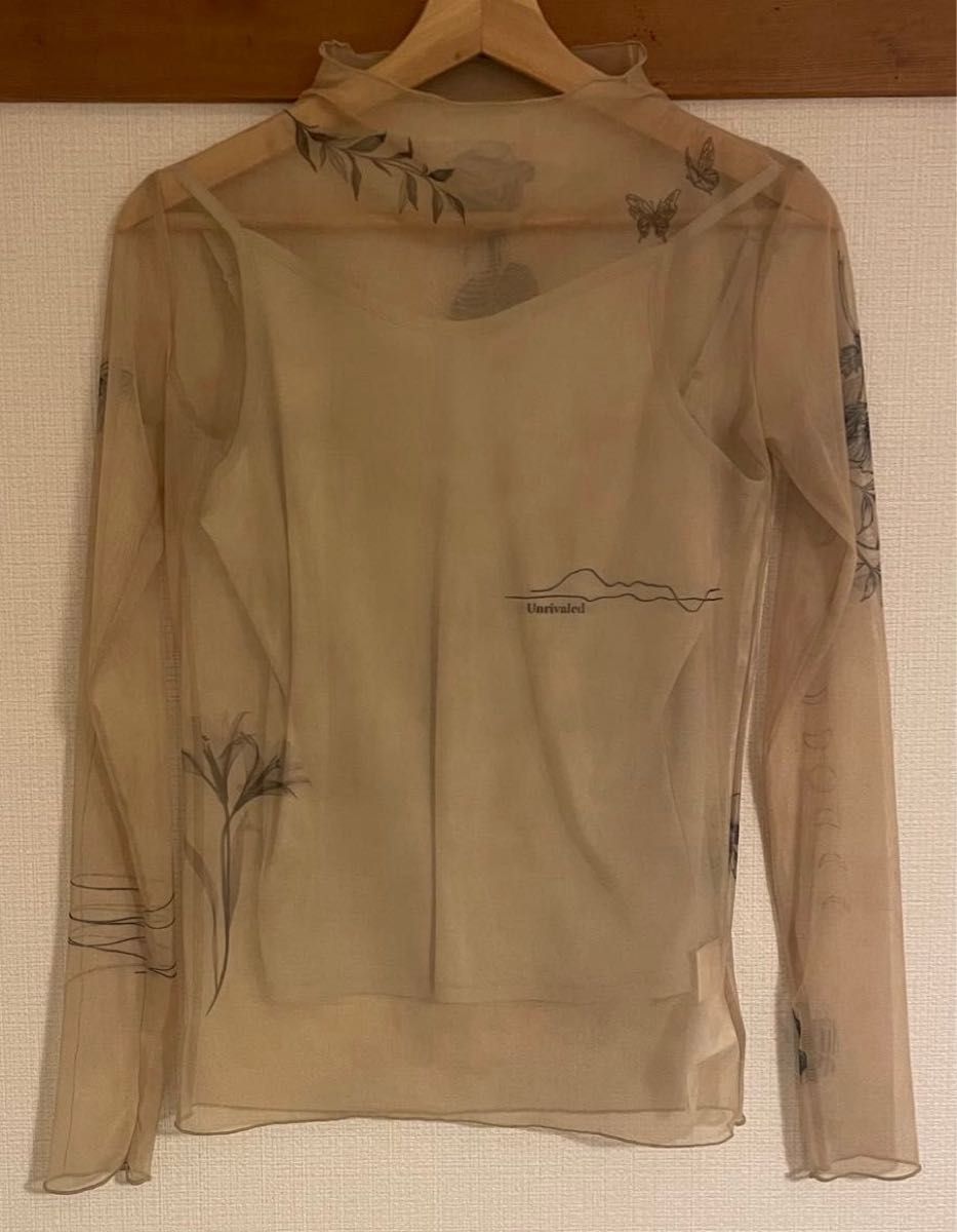 アメリ MEDI FLOWER TATTOO SHEER TOP タトゥートップス アメリ MEDI FLOWER TATTOO SHEER TOP タトゥートップス