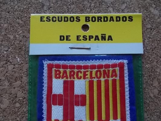 80s スペイン バルセロナBARCELONA ビンテージESCUDOS BORDADOSフェルト ワッペン/スーベニア紋章アップリケ中世パッチ旅行エンブレム土産_画像2