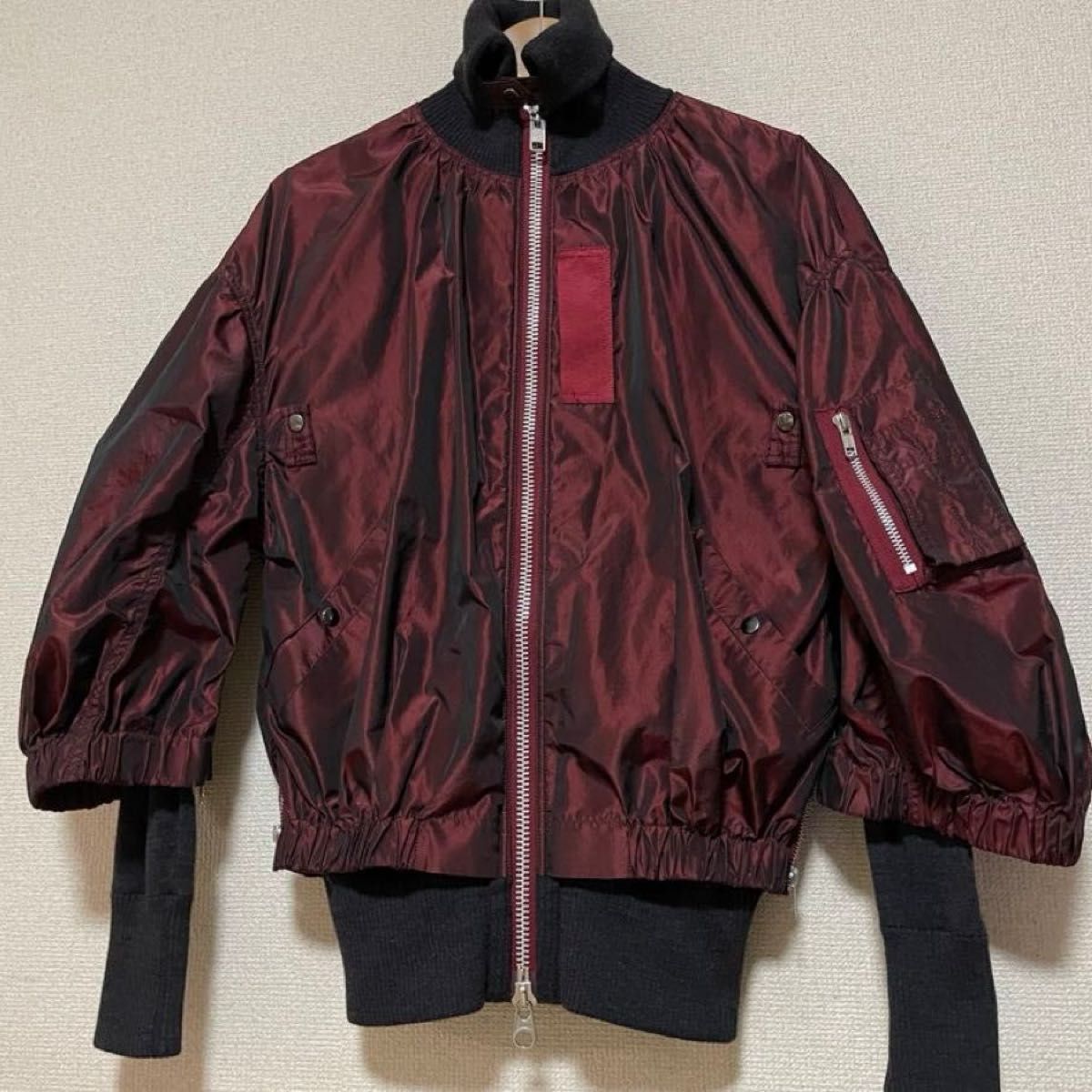 【送料関税込】sacai ★ リブニット × ナイロンジャケット MA-1 サカイ sacai ニット MA-1 ドッキング ジャケット 1