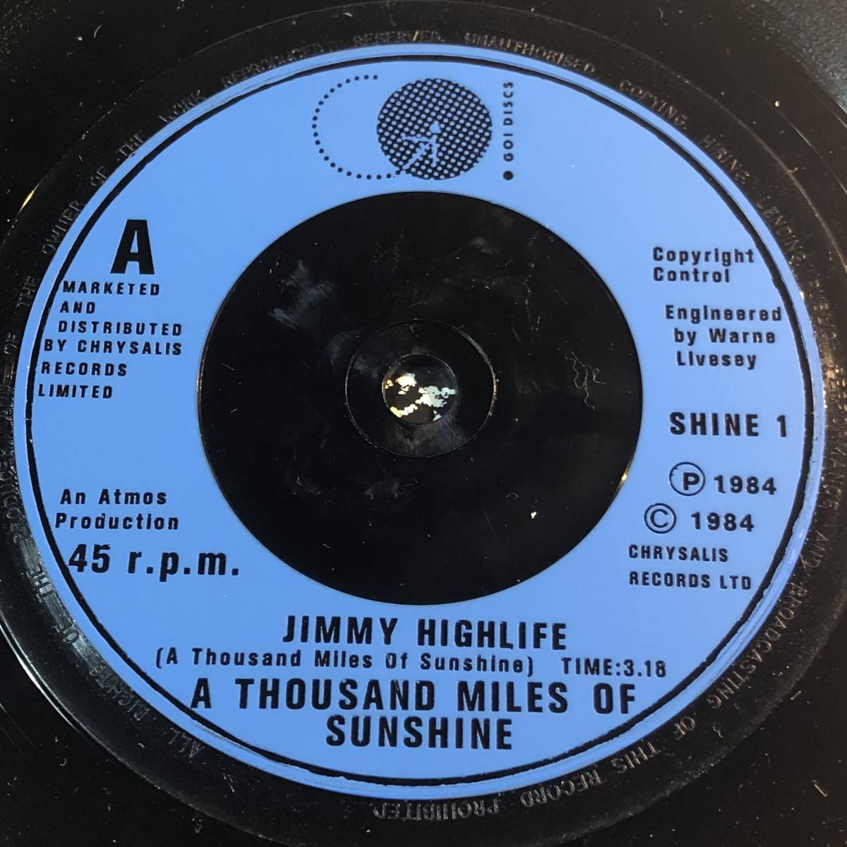 A Thousand Miles Of Sunshine - Jimmy Highlife 7インチ ギタ－ポップ ネオアコ_画像3
