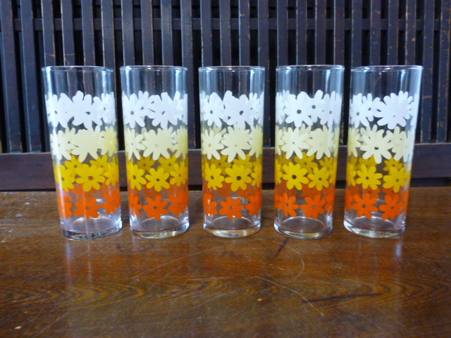  Showa Retro glass 5 piece set Margaret gradation tumbler kitchen interior display 