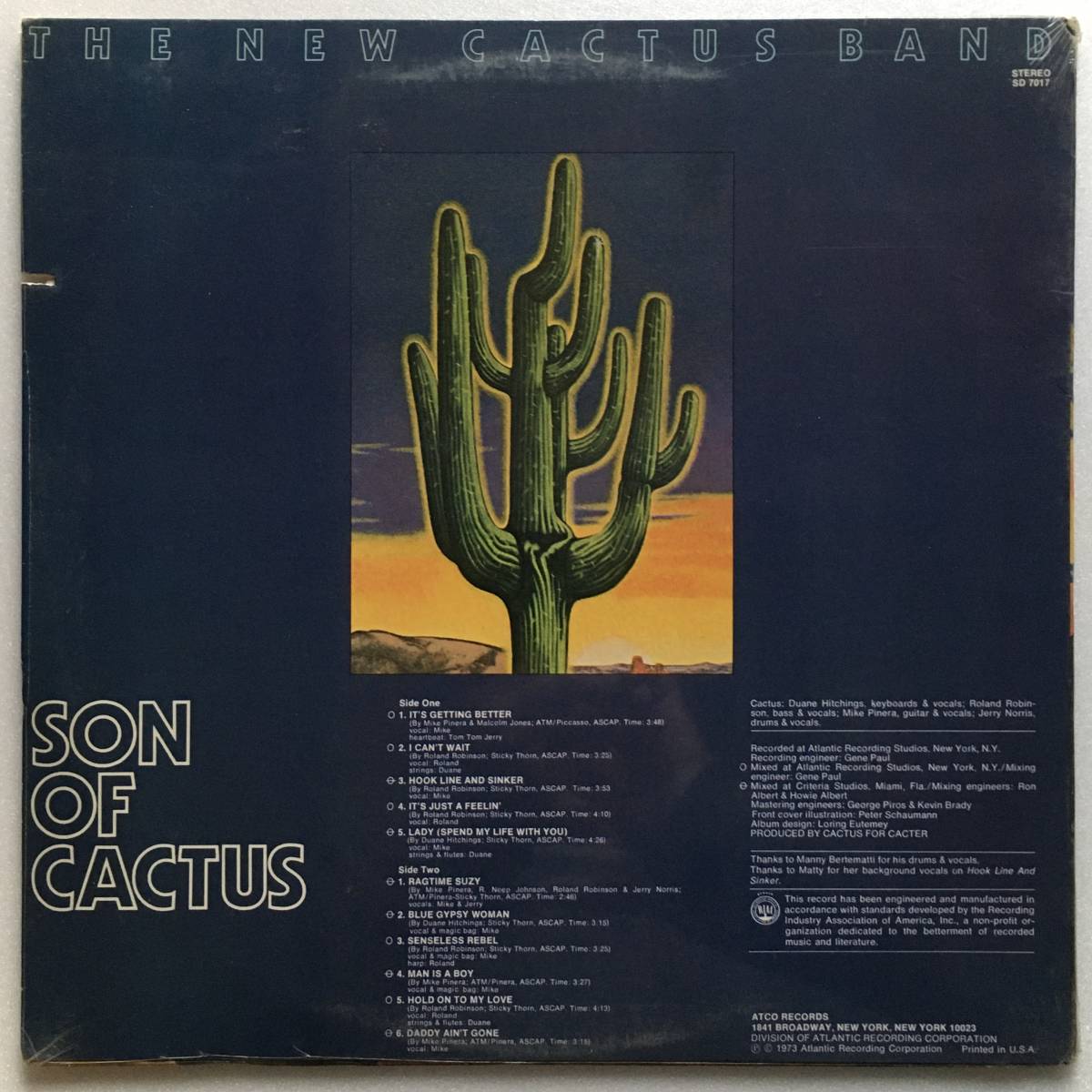THE NEW CACTUS BAND「SON OF CACTUS」US ORIGINAL ATCO SD 7017 '73 ex-CACTUS MIKE PINERA ex-IRON BUTTERFLY シールド未開封 SEALED!!_画像2