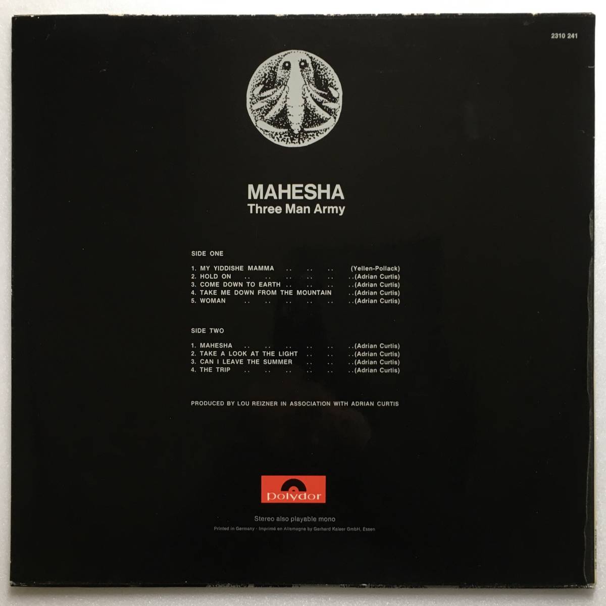 THREE MAN ARMY「MAHESHA」GERMANY ORIGINAL POLYDOR 2310 241 '72 LAMINATED SLEEVE RARE GERMANY ONLY TITLE 英国盤未発売_画像2