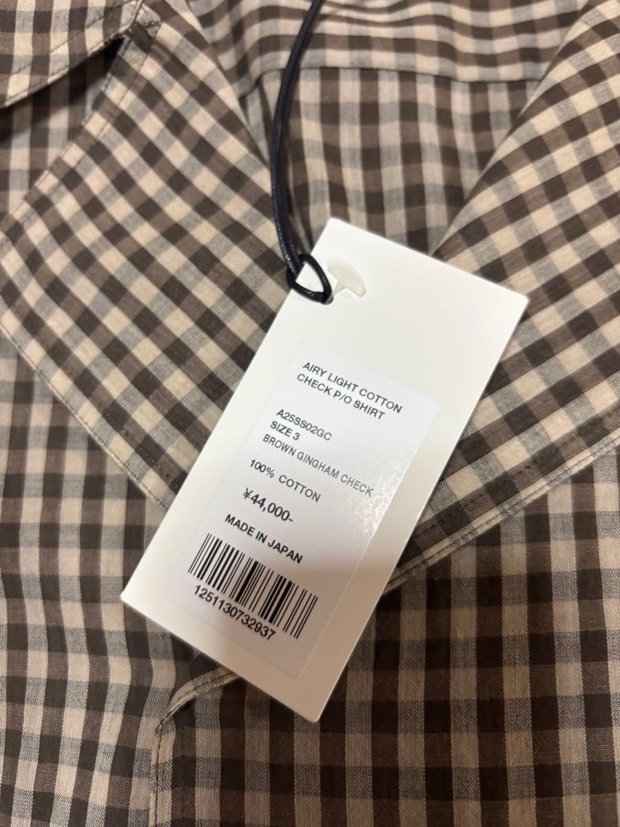 AURALEE 25ss AIRY LIGHT COTTON CHECK P/O SHIRT サイズ3 AURALEE 25ss AIRY LIGHT COTTON CHECK P/O SHIRT サイズ3
