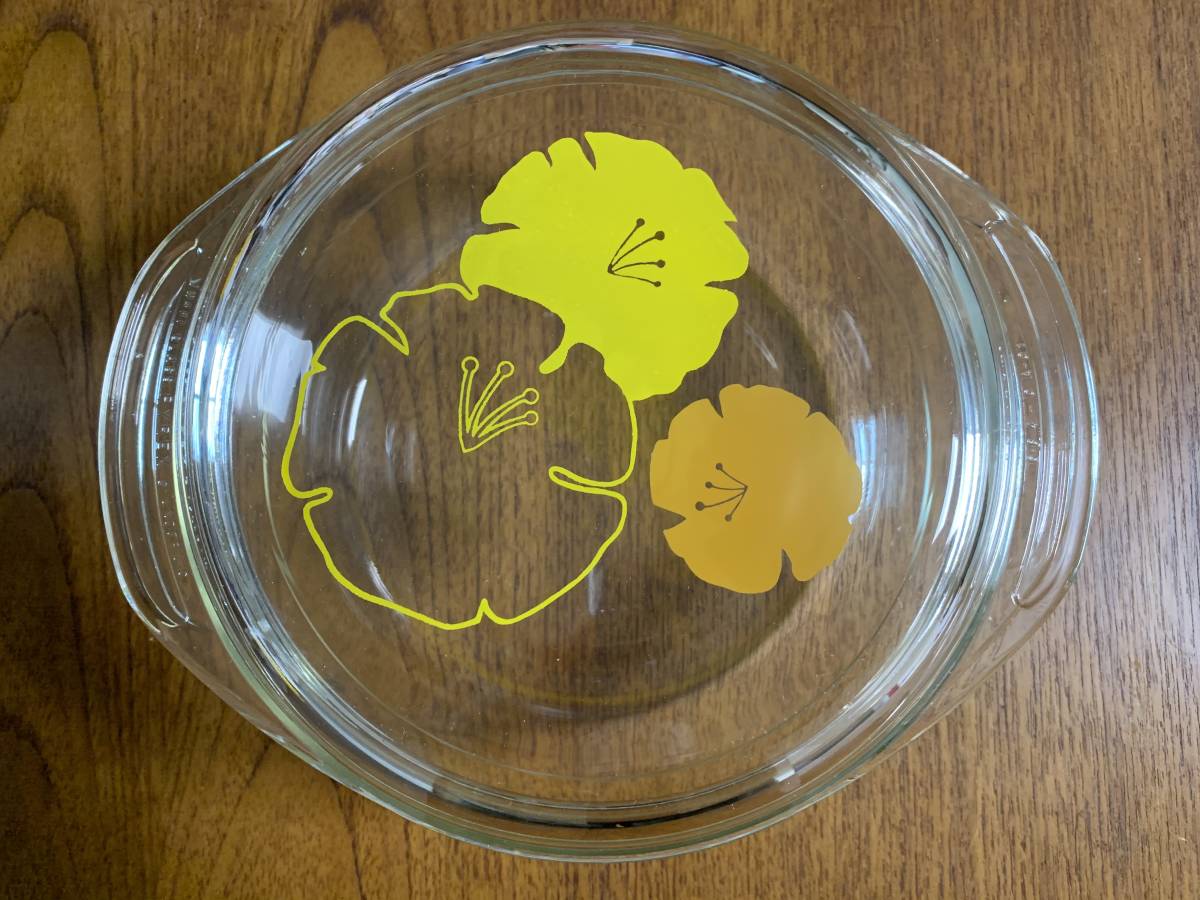 【美品】80s ヴィンテージ 花柄 パイレックス 耐熱ガラス鍋 PYREX 日本製 イワキガラス