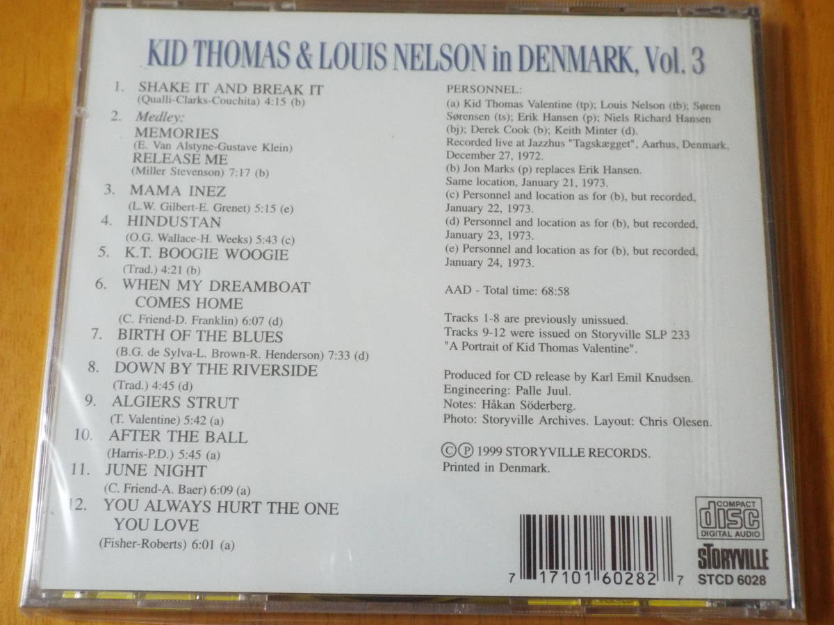 新品JAZZ★キッド・トーマス＆ルイス・ネルソン／LIVE IN DENMARK VOL.3◆KID THOMAS & LOUIS NELSON◆ニューオリンズ・ジャズ／輸入盤_画像2