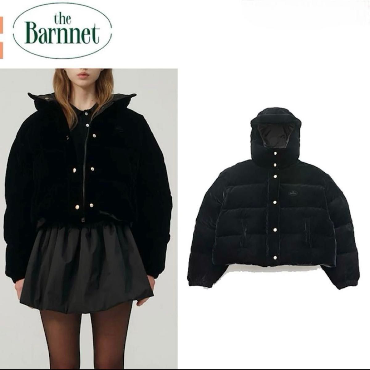 新品未使用】The Barnnet ベロアダウンジャケット ブラック 新品未使用】The Barnnet ベロアダウンジャケット ブラック