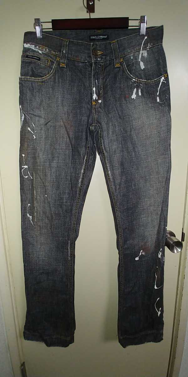 DOLCE&GABBANA ドルチェ&ガッバーナ ペンキ加工 デニムパンツ size 46