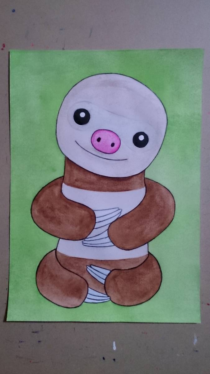 B5 size original hand-drawn illustrations sloth bear. baby 