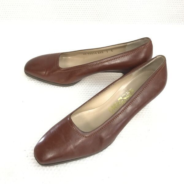 イタリア製☆フェラガモ/Salvatore Ferragamo☆レザー/パンプス【size:7/23.5-24.0/茶/brown】靴/shoes/pumps/high heels◇bQ-594