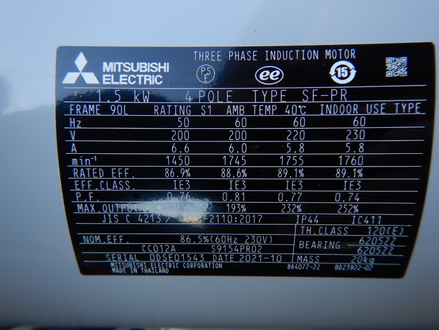 即決税0円未使用品三菱三相モートルSF-PR1.5kw 4P 200V 三相 即決税0円未使用品三菱三相モートルSF-PR1.5kw 4P 200V 三相