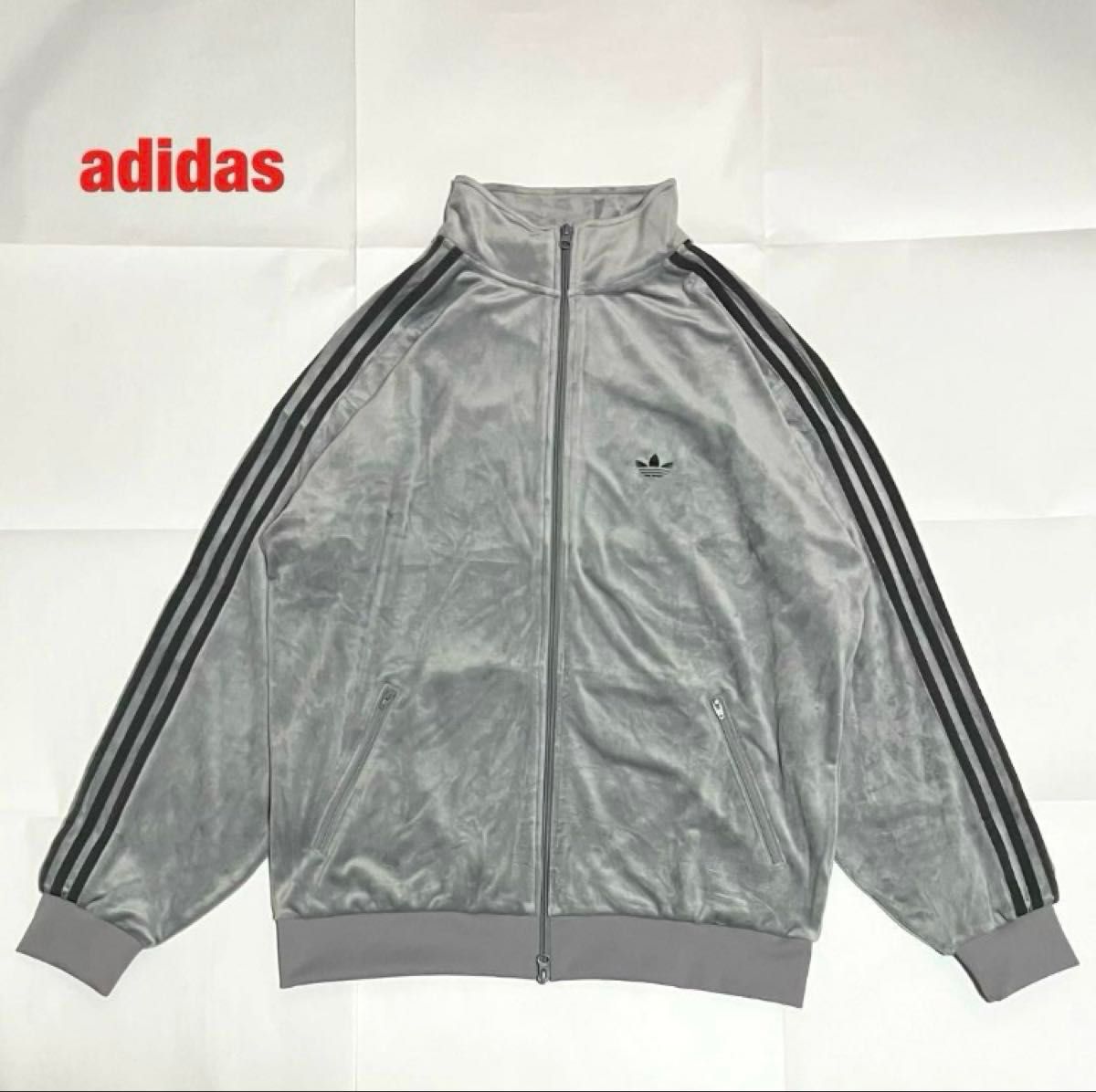 美品】adidas アディダス トラックジャケット ベロア 3本ライン 美品】adidas アディダス トラックジャケット ベロア 3本ライン