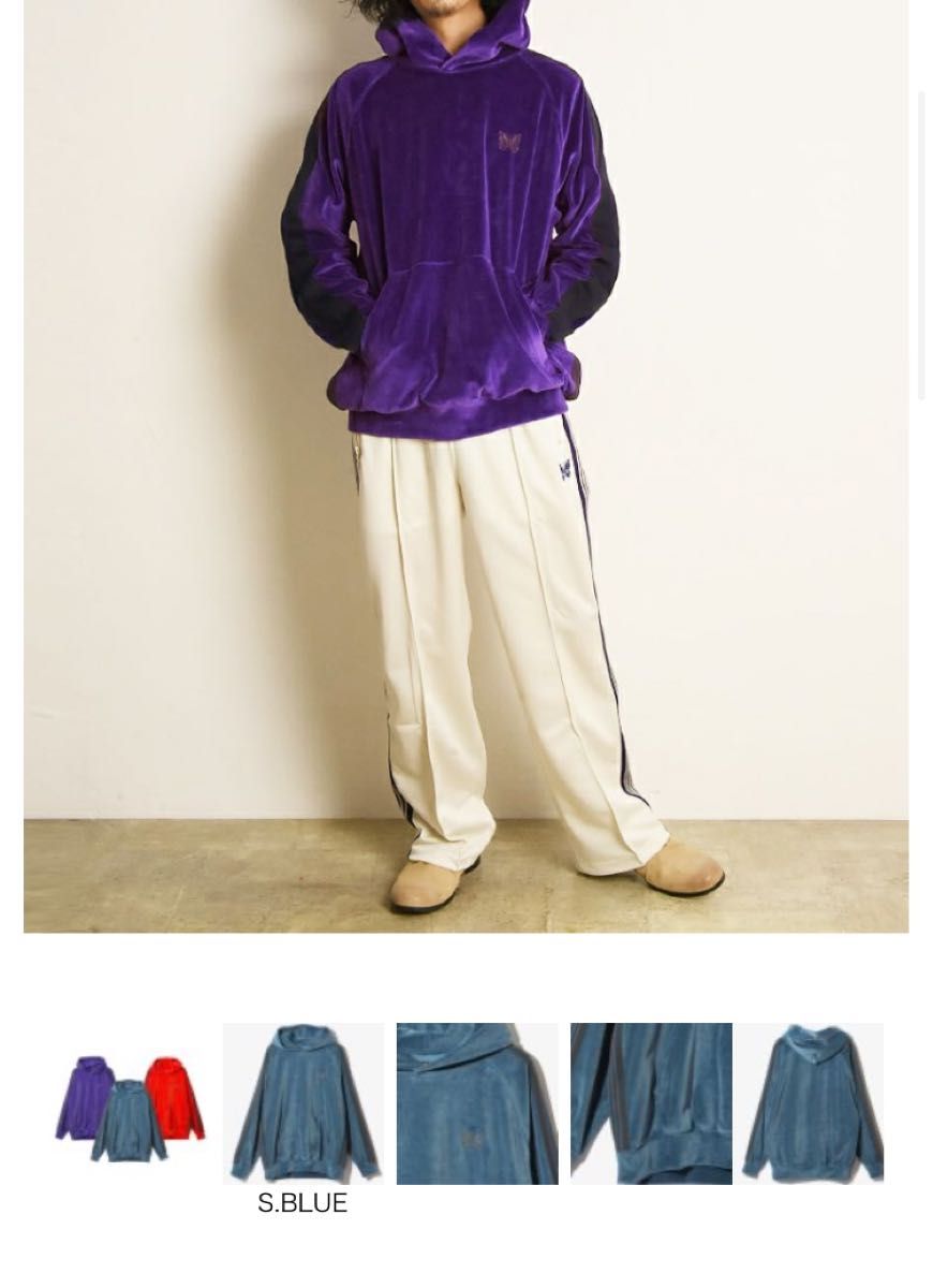 新品】Needles ニードルス Track Hoody-C/PE Velour ベロア 新品】Needles ニードルス Track Hoody-C/PE Velour ベロア