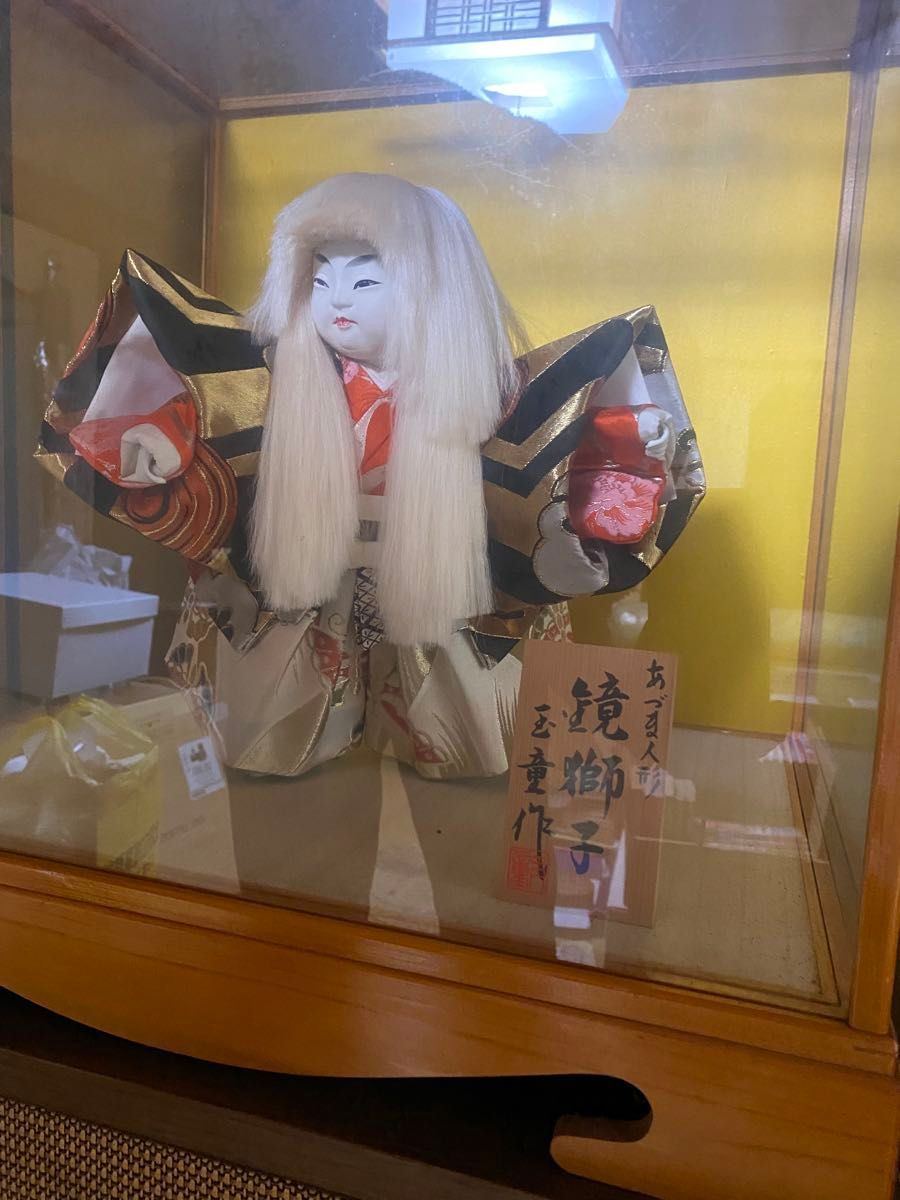 Japanese dollあずま人形 鏡獅子 白髪 ガラスケース付き 日本 Japanese dollあずま人形 鏡獅子 白髪 ガラスケース付き 日本