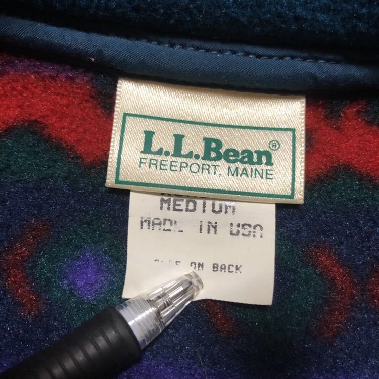 L.L.Bean エルエルビーン 90's USA製 フリースジャケット M 総柄_画像5