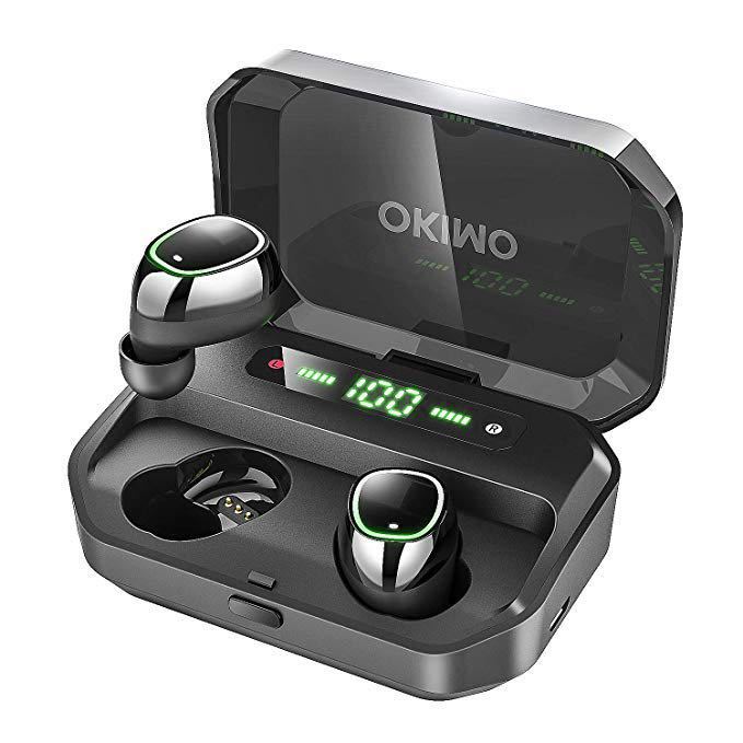 新品★送料無料★OKIMO Bluetooth ワイヤレス　イヤホン LEDディスプレイ Hi-Fi 高音質 Bluetooth5.0+EDR搭載 3Dステレオサウンド Black