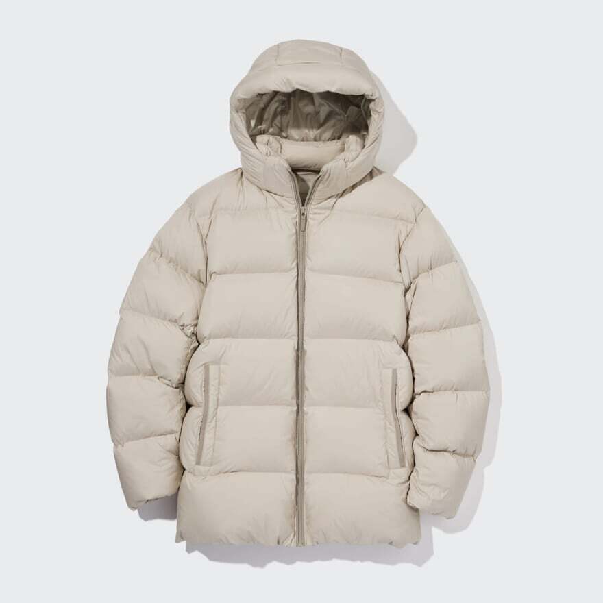 新品 UNIQLO（ユニクロ）パウダーソフト ダウンジャケット（オンライン専用サイズ（メンズ XS）ナチュラル ¥12,900 / 商品番号 464020