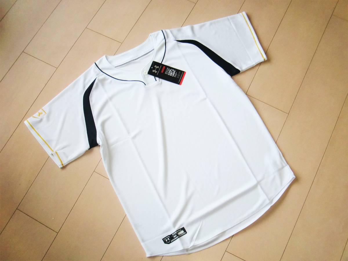 201　2005　新品　アンダーアーマー　オーバーシャツ　白　紺　ＳＭ　￥4500　2－2　野球　ユニフォーム_画像1