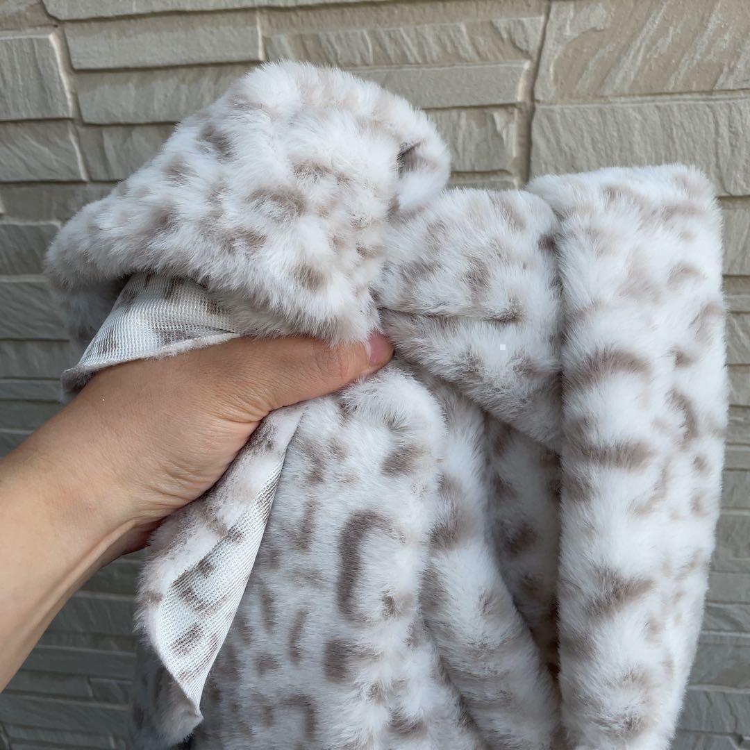 豹柄 ヒョウ ファー生地 ホワイト白 ハンドメイド ぬい服 豹柄 ヒョウ ファー生地 ホワイト白 ハンドメイド ぬい服