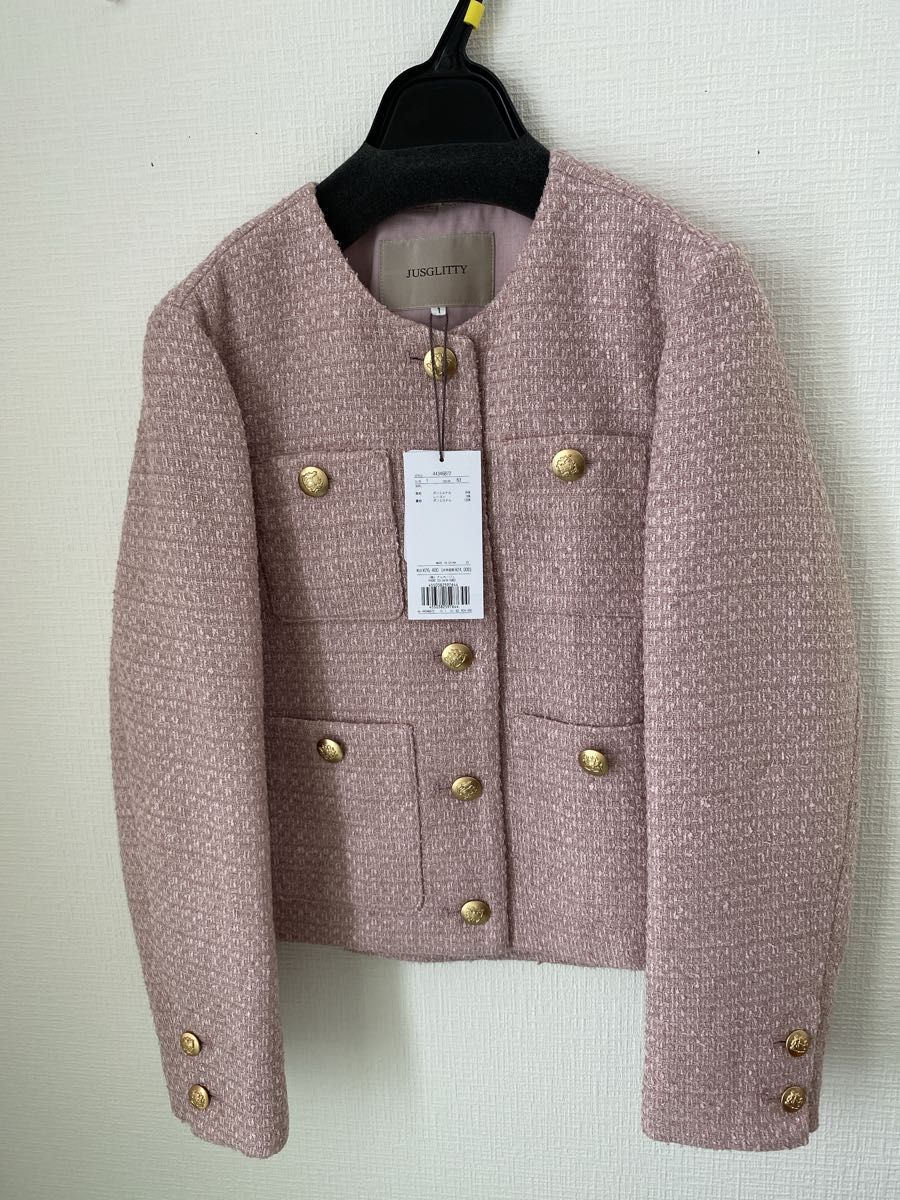 新品タグ付 JUSGLITTY プチキラツイードジャコット ジャス 新品タグ付 JUSGLITTY プチキラツイードジャコット ジャス