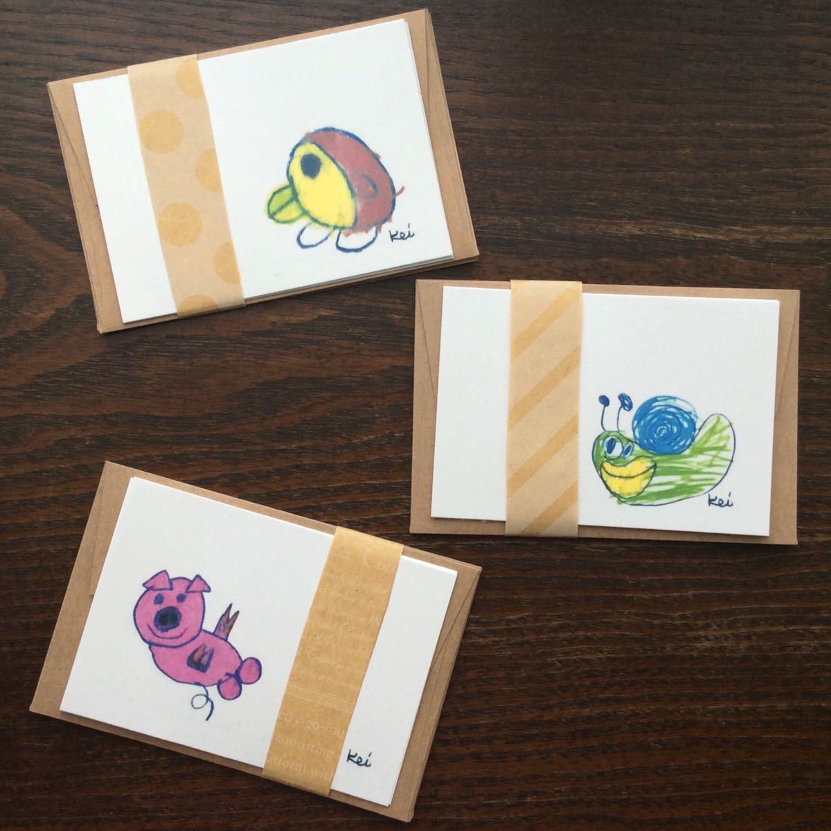 自閉症アーティスト Ｋｅｉちゃん メッセージカード３組セット ほんわかセット
