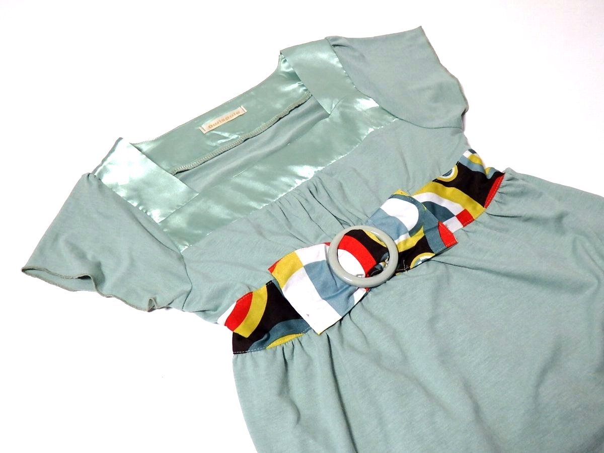 [Owlspale all z pale ] olive series colorful belt decoration * short sleeve * tunic!