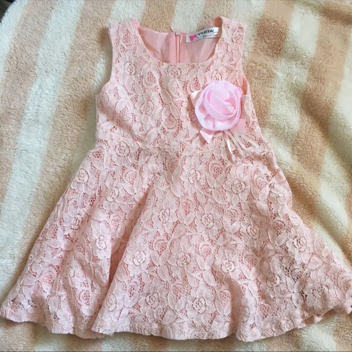 ドレス ワンピース 花柄 レース ピンク 女の子 90 結婚式 赤ちゃん