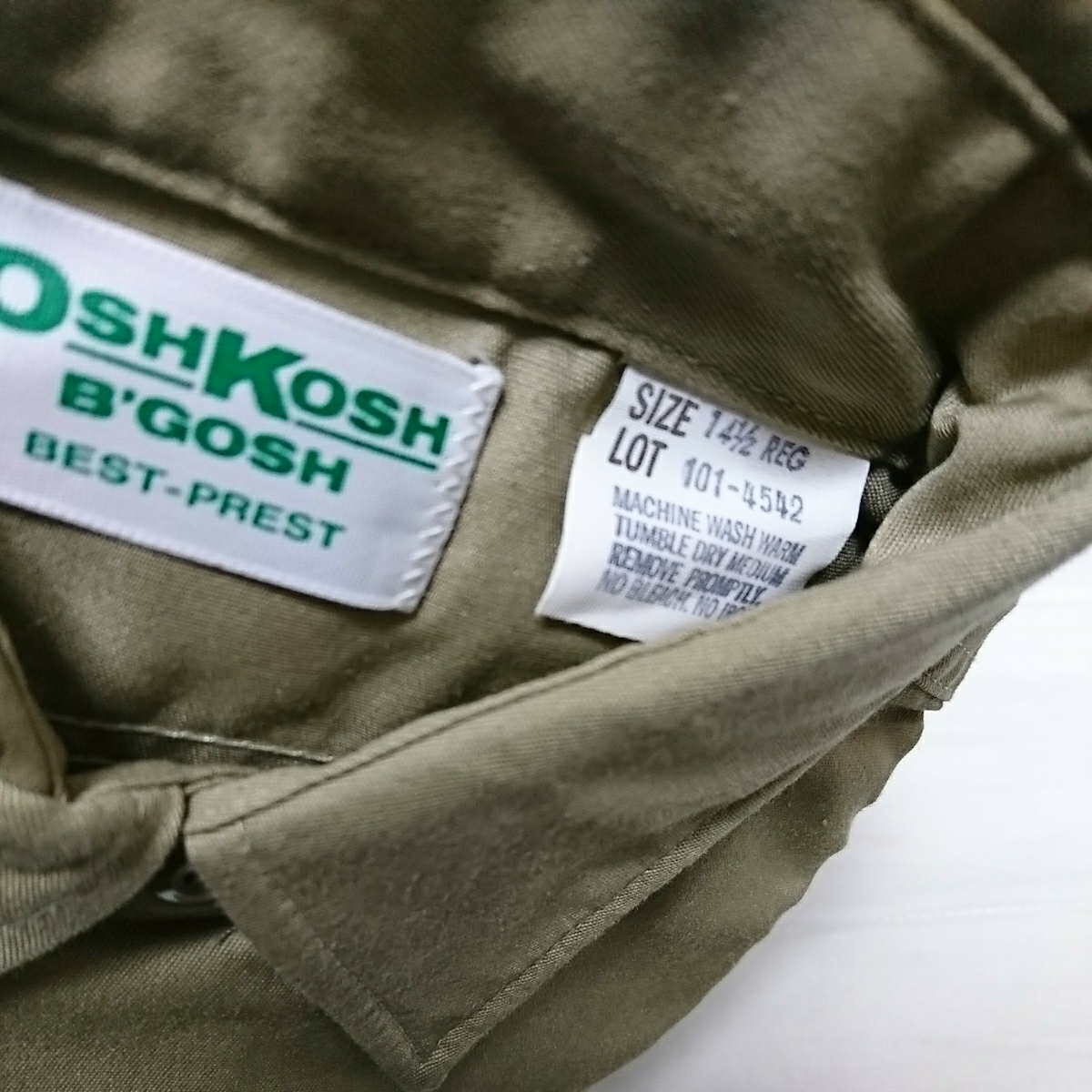 希少★60's70'sビンテージ★フラッシャー付きデッドストック★約50年位前★OSHKOSH B'GOSHオシュコシュ★ワークシャツMADEINUSAベージュ系_画像5