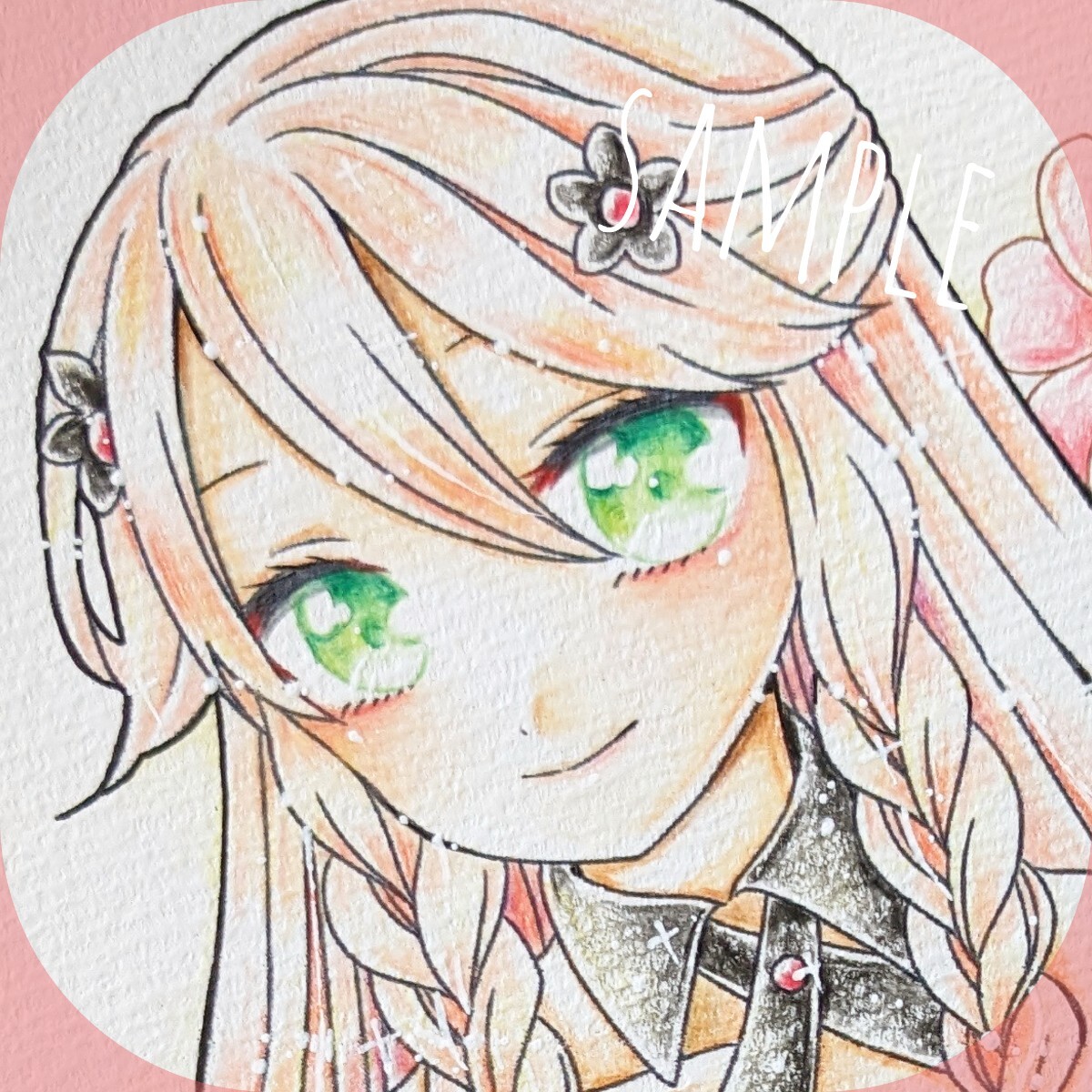 手描きイラスト チャイナ服 ロングヘア 春 花 創作 色鉛筆 手描きイラスト チャイナ服 ロングヘア 春 花 創作 色鉛筆