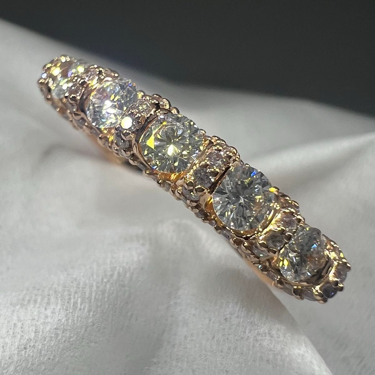レア品】GSTV 空中リリー K18PG 0 70ct ダイヤリング 15号 指輪 レア品】GSTV 空中リリー K18PG 0 70ct ダイヤリング 15号 指輪