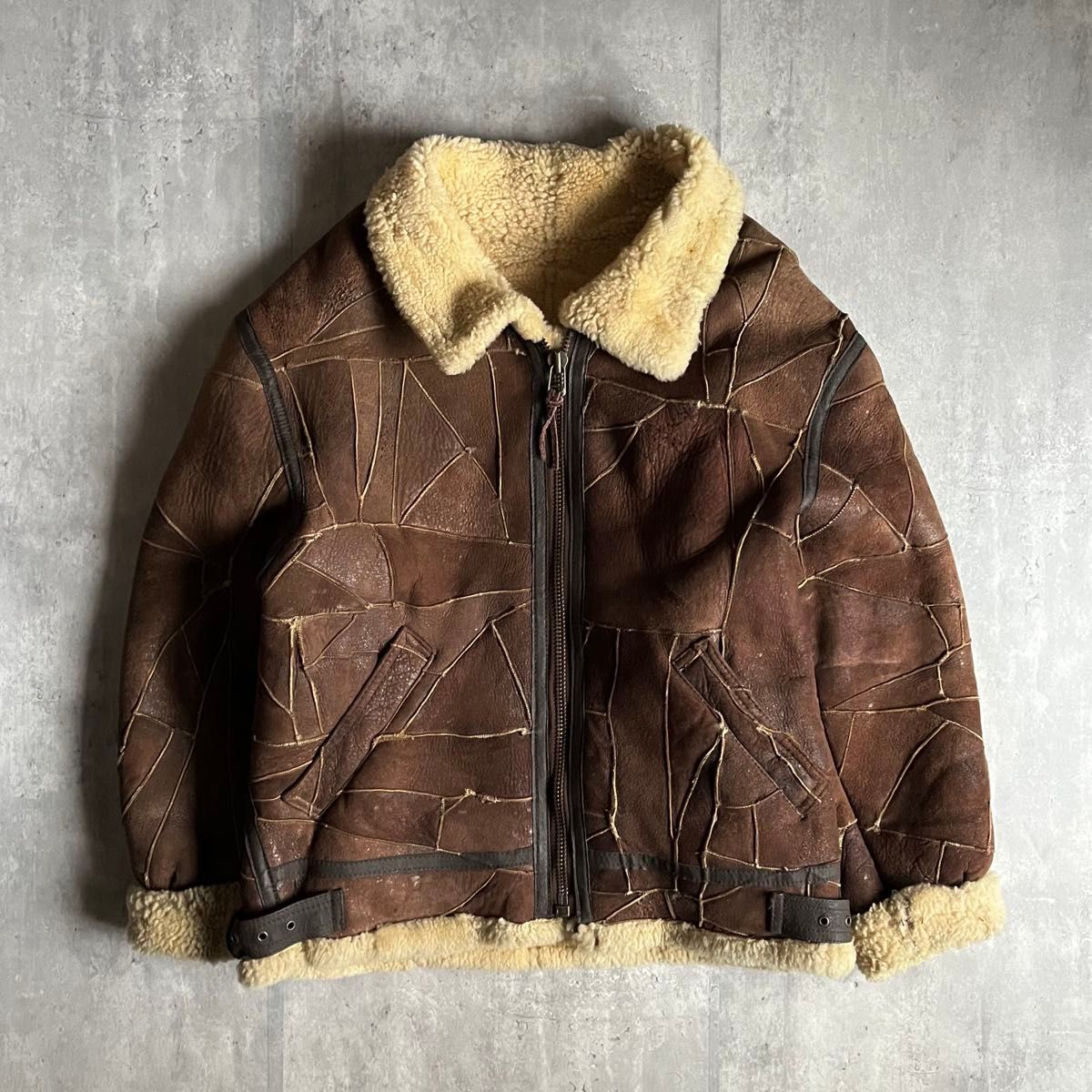 80s vintage】B-3 フライトジャケット ムートン ツギハギ 本革 80s vintage】B-3 フライトジャケット ムートン ツギハギ 本革