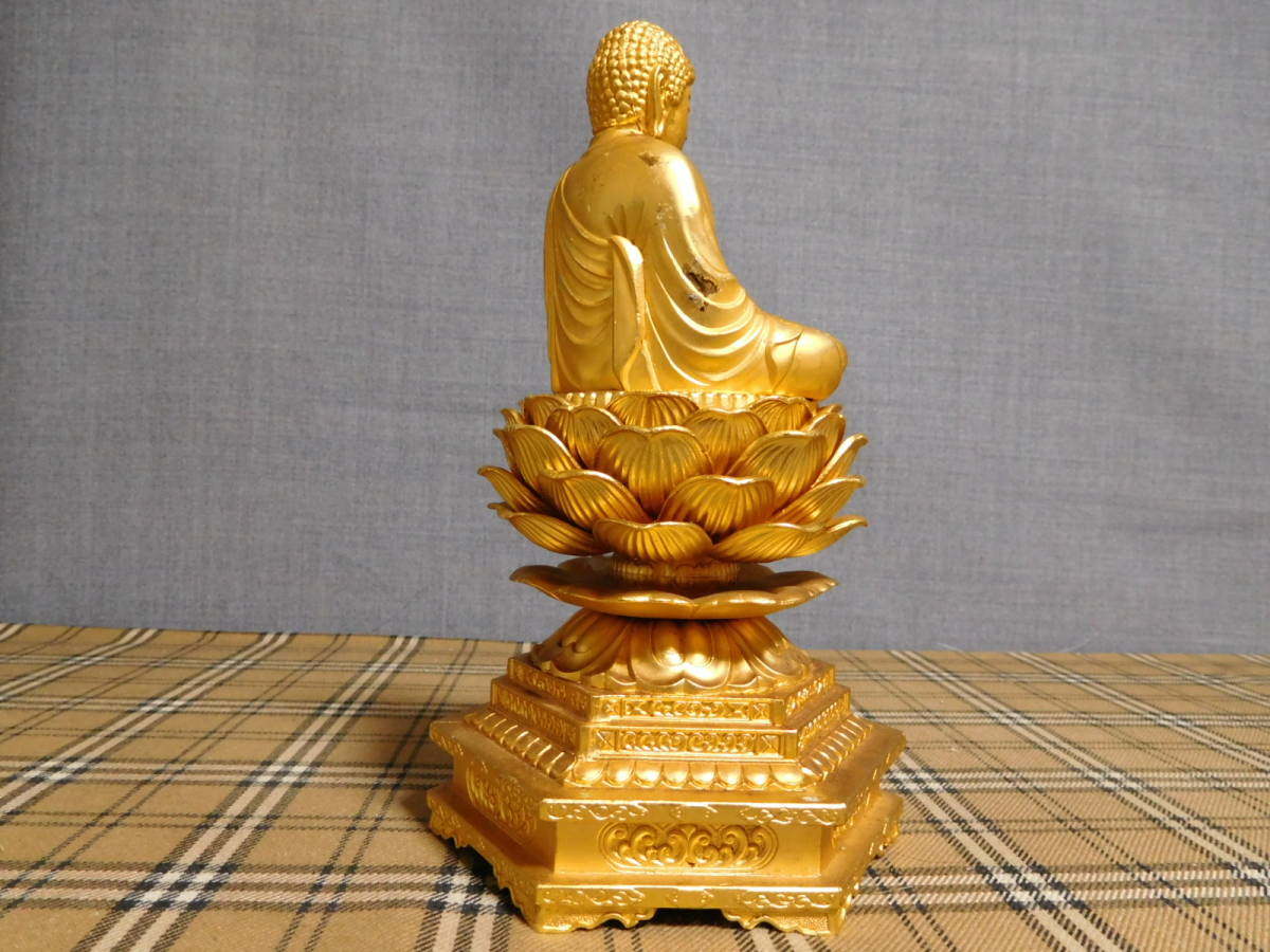 B12-212W　仏像　地蔵菩薩像?　金色メッキ　中古 高さ18.5ｃｍ　（T3-1）_画像6