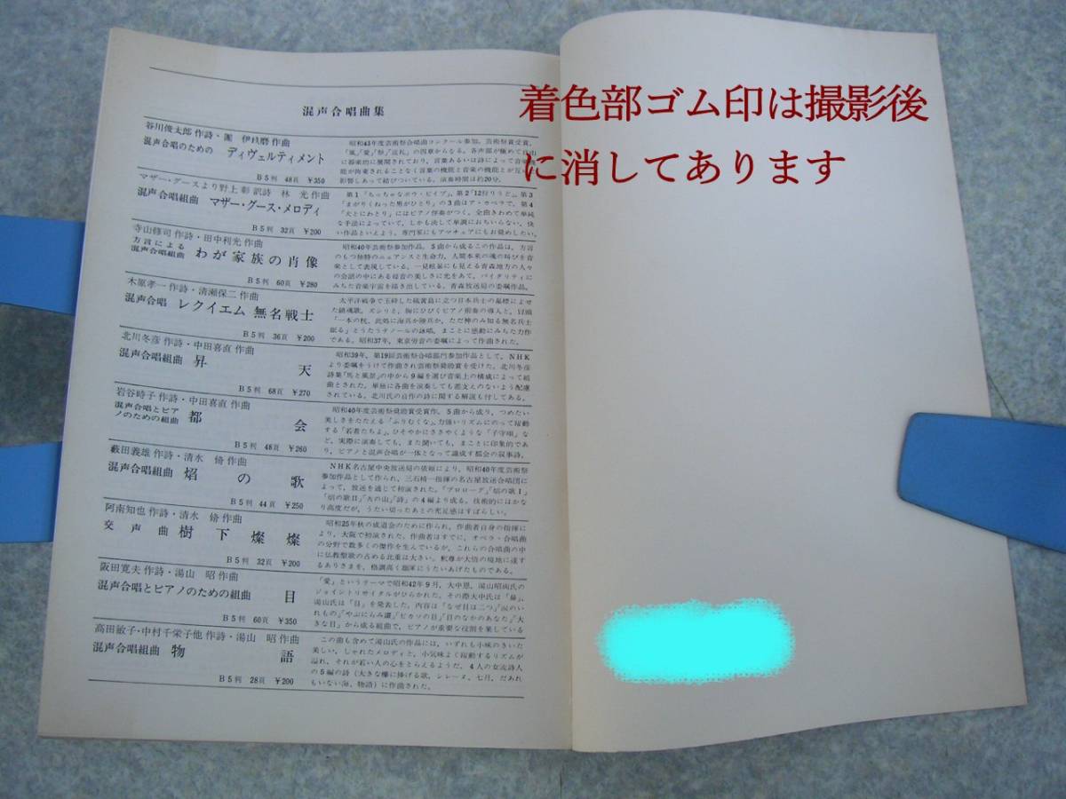 ∞　女声合唱組曲　蝶　中田喜直、作曲　伊藤海彦、作詞　音楽之友社、刊　昭和45年・第1刷_画像6